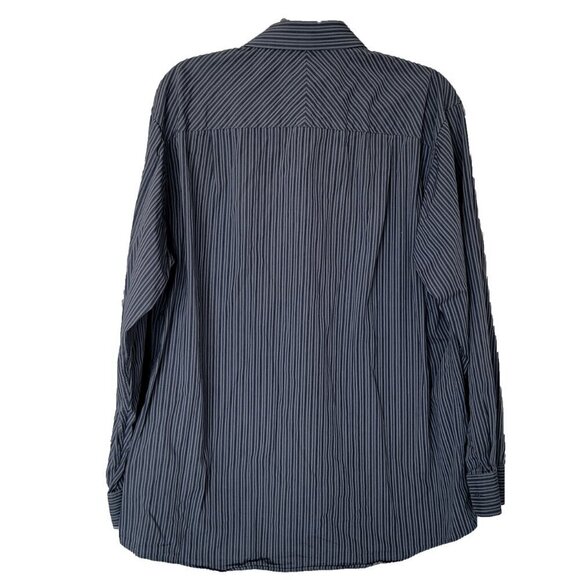 Calvin Klein Regular Fit Button Down Dark Grey Discrete Burgundy Striped Shirt - Picture 2 of 7